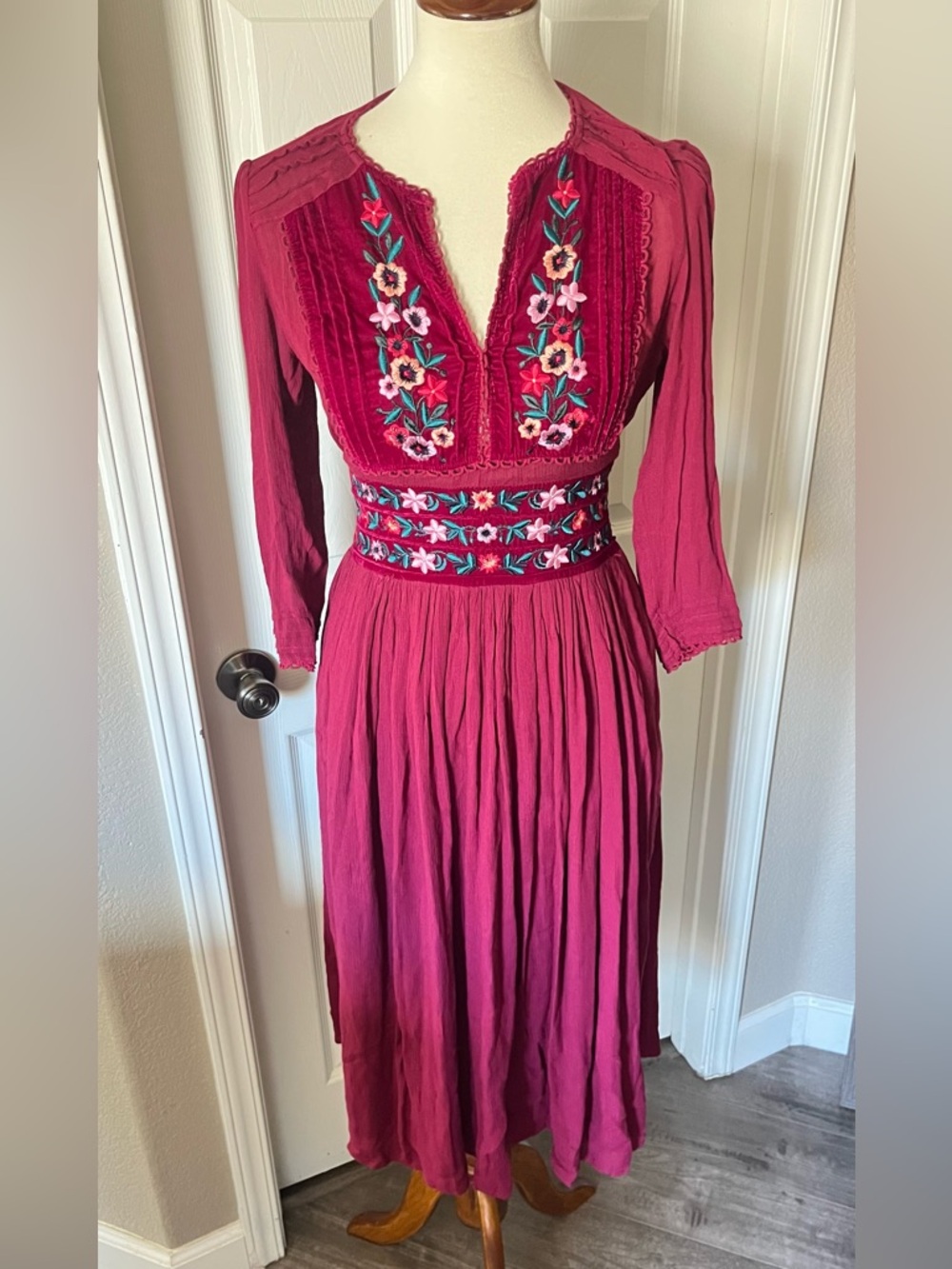 Free People embroidered dress XS
